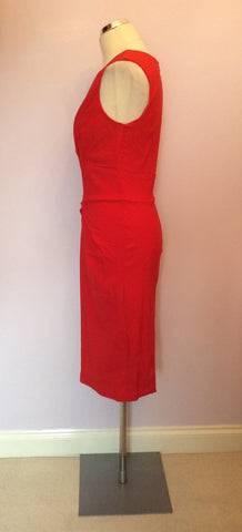 DIVA CATWALK RED PLEATED TRIM WIGGLE PENCIL DRESS SIZE XL - Whispers Dress Agency - Sold - 3