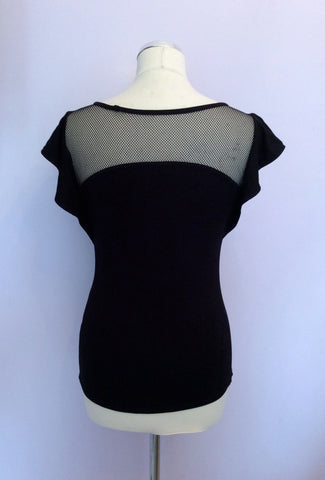 KAREN MILLEN BLACK NET & ZIP TRIM CAP SLEEVE TOP SIZE 10 - Whispers Dress Agency - Womens Tops - 2