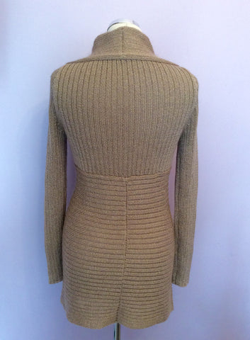 Luisa Cerano Beige / Gold Low Cowl Long Jumper Size 12 - Whispers Dress Agency - Womens Knitwear - 2