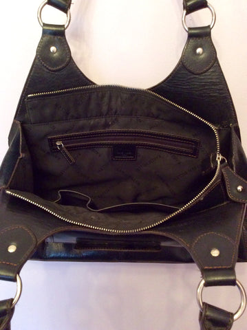 Karen Millen Dark Brown Leather Shoulder Bag - Whispers Dress Agency - Sold - 4
