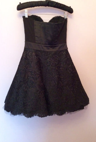 Karen Millen Black Lace Strapless Dress Size 8 - Whispers Dress Agency - Womens Dresses - 6