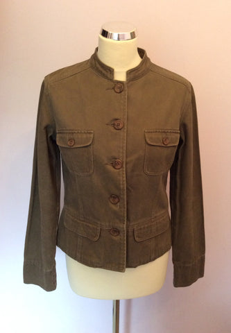Monsoon Khaki Green Cotton Jacket Size 12 - Whispers Dress Agency - Womens Coats & Jackets - 1
