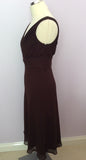 John Lewis Dark Brown Pleated Top Dress Size 10 - Whispers Dress Agency - Womens Dresses - 3