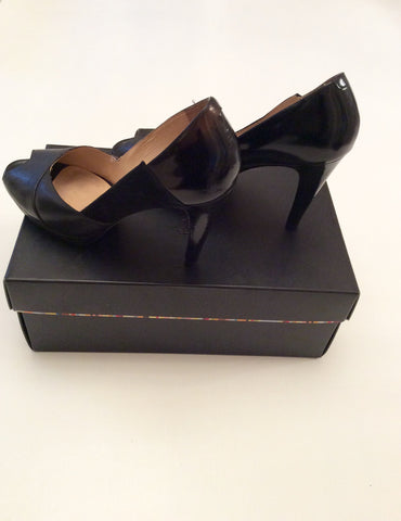 Paul Smith Black Leather & Suede Trim Peeptoe Heels Size 7/40 - Whispers Dress Agency - Womens Heels - 3