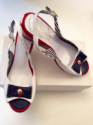 Brand New Pavacini By Pavers Red, White & Blue Wedge Heel Sandals Size 6/39 - Whispers Dress Agency - Sold - 1