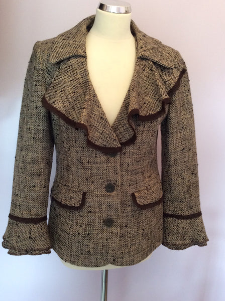 Per Una Brown Weave Wool Blend Jacket Size 10 - Whispers Dress Agency - Sold - 1