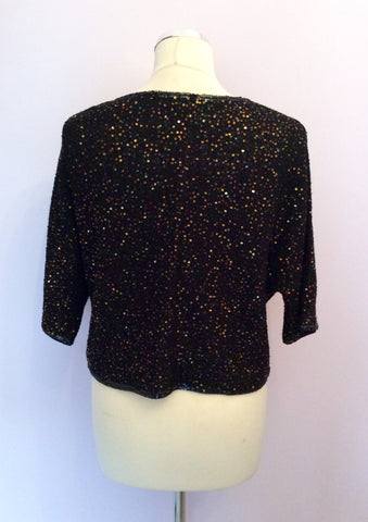Jaeger Black Sequinned Short Sleeve Cardigan Size M - Whispers Dress Agency - Sold - 2