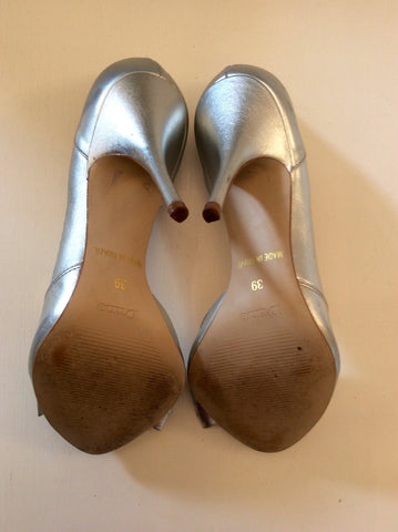 Dune Silver Bow Front Peeptoe Heels Size 6/39 - Whispers Dress Agency - Womens Heels - 5