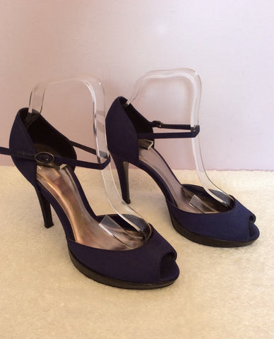 Monsoon Dark Blue Satin Peeptoe Satin Heels Size 5/38 - Whispers Dress Agency - Womens Heels - 3