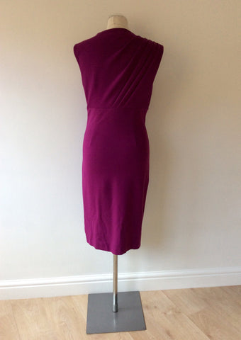 TED BAKER RASPBERRY PINK PENCIL DRESS SIZE 3 UK 12 - Whispers Dress Agency - Sold - 4
