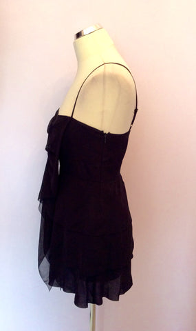 Karen Millen Black Silk Bow Trim Tiered Strappy Top Size 10 - Whispers Dress Agency - Womens Tops - 2