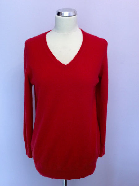 Marks & Spencer Red V Neck Cashmere Jumper Size 14 - Whispers Dress Agency - Womens Knitwear - 1