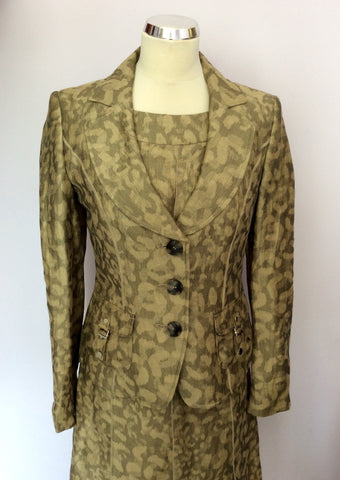 BETTY BARCLAY PALE GOLD & BRONZE PRINT LINEN DRESS & JACKET SUIT SIZE 10 - Whispers Dress Agency - Womens Suits & Tailoring - 2