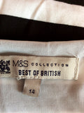 MARKS & SPENCER BLACK & WHITE STRIPED DRESS SIZE 14 - Whispers Dress Agency - Womens Dresses - 4