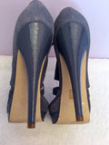 Carvela Grey Open Toe Leather Straps & Suede Upper Heels Size 4/37 - Whispers Dress Agency - Sold - 5