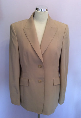Feraud Beige Virgin Wool Jacket Size 14 - Whispers Dress Agency - Womens Suits & Tailoring - 1