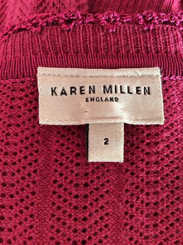 Karen Millen Raspberry Pink Cardigan Size 2 UK 12 - Whispers Dress Agency - Sold - 3