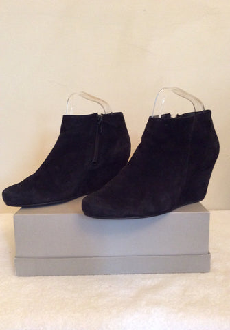 Hogl Black Suede Wedge Heel Ankle Boots Size 4/37 - Whispers Dress Agency - Sold - 2