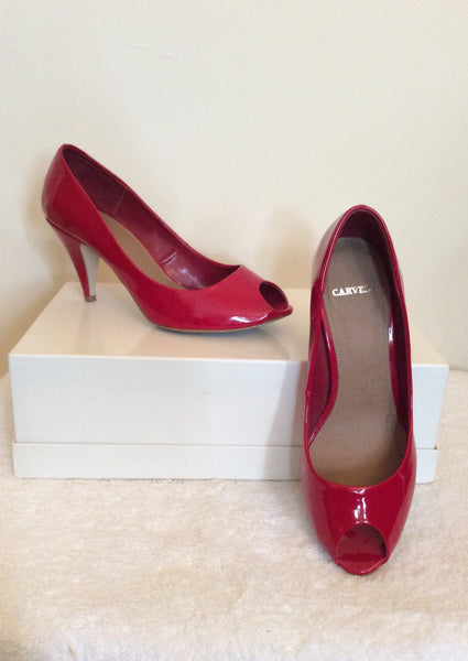Carvela Red Patent Peeptoe Court Shoes Size 5/38 - Whispers Dress Agency - Sold - 1