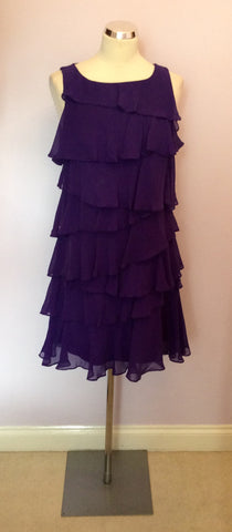 MONSOON PURPLE SILK TIERED OCCASION DRESS SIZE 10 - Whispers Dress Agency - Sold - 1