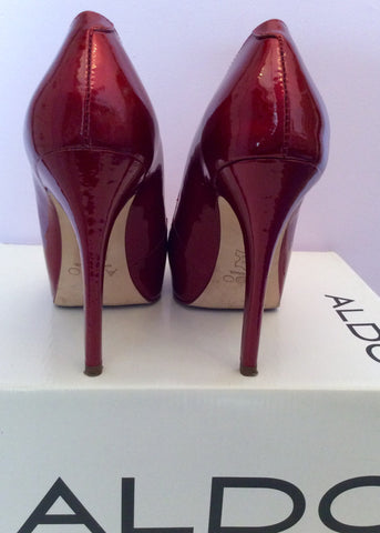 Aldo Dark Red Patent Leather Platform Sole Heels Size 5/38 - Whispers Dress Agency - Sold - 4