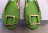 Brand New Jimmy Choo Neon Green Morse Buckle Trim Slingback Flats Size 7/40 - Whispers Dress Agency - Womens Flats - 2