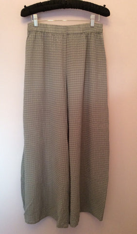 Grizas Lilac & Grey Check Cotton & Silk Wide Leg Trousers Size M - Whispers Dress Agency - Sold - 1