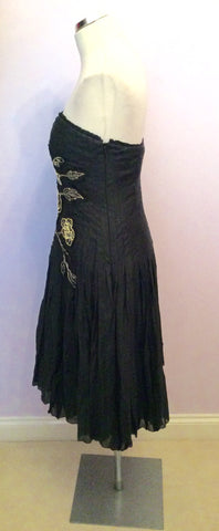 Coast Black Strapless Applique Flower Trim Dress Size 12 - Whispers Dress Agency - Womens Dresses - 3