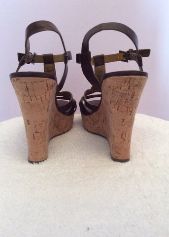 Guess Dark Brown Leather Wedge Heel Sandals Size 6/39 - Whispers Dress Agency - Womens Sandals - 4