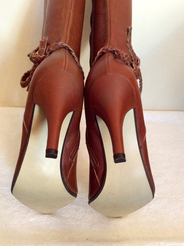 Brand New Shellys Tan Brown Leather Knee Length Boots Size 6/39 - Whispers Dress Agency - Sold - 5