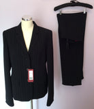 Brand New Dinomoda Black Pinstripe Trouser Suit Size 16 - Whispers Dress Agency - Sold - 1
