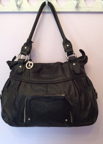 L Credi Large Black Leather Shoulder Bag - Whispers Dress Agency - Sold - 5