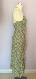 Nicole Farhi Green & Brown Print Silk Strappy Dress Size 6 - Whispers Dress Agency - Sold - 2