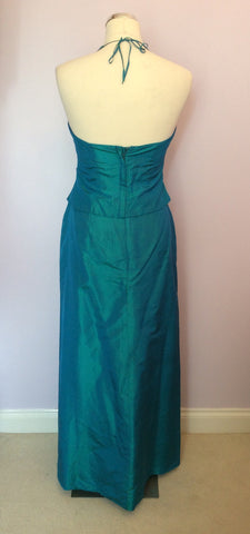 Monsoon Turquoise Silk Halterneck Top & Long Evening Skirt Size 10 - Whispers Dress Agency - Womens Dresses - 4