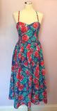 Vintage Laura Ashley Blue Floral Print Cotton Dress Size 12 Fit 10 - Whispers Dress Agency - Sold - 1