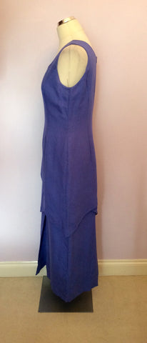 BLACKY DRESS LAVENDER LINEN BLEND LONG ASYMETRIC TIERED DRESS SIZE 14 - Whispers Dress Agency - Womens Dresses - 2