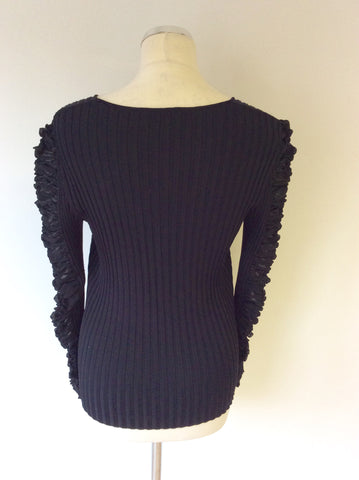 BETTY BARCLAY COLLECTION BLACK RIBBED RUCHED LONG SLEEVE JUMPER SIZE 8 - Whispers Dress Agency - Womens Knitwear - 3