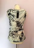 BRAND NEW FULL CIRCLE ICE CREAM & BLACK PRINT BELTED TOP SIZE 8/XS - Whispers Dress Agency - Womens Tops - 3