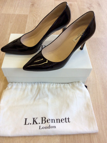 LK BENNETT FLORETE BLACK PATENT LEATHER HEELS SIZE 6/39 - Whispers Dress Agency - Sold - 2