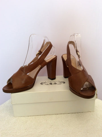 LK Bennett Tan Brown Leather 'Tonka' Heel Sandals Size 7/40 - Whispers Dress Agency - Sold - 1