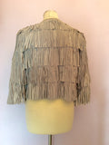 BRAND NEW MINT VELVET GREY SUEDE FRINGED BOX JACKET SIZE 14 - Whispers Dress Agency - Sold - 2