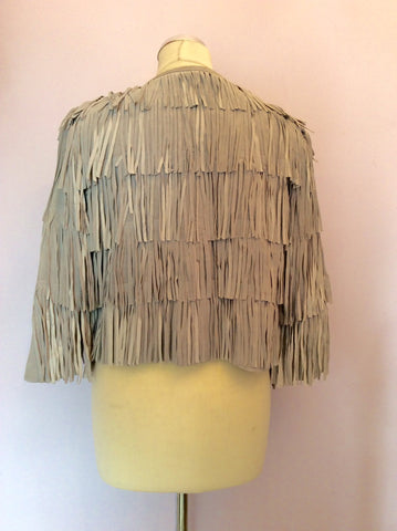 BRAND NEW MINT VELVET GREY SUEDE FRINGED BOX JACKET SIZE 14 - Whispers Dress Agency - Sold - 2