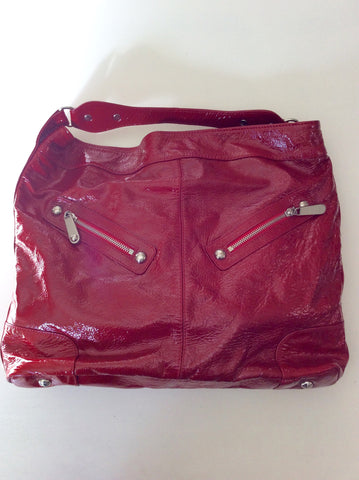 Brand New Jaeger Red Patent Leather Large Shoulder Bag - Whispers Dress Agency - Sold - 1