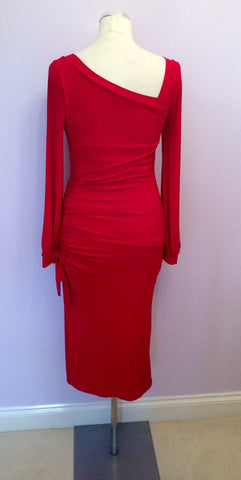 Sara Bernshaw Red Open Long Sleeve Occasion Dress Size 8 - Whispers Dress Agency - Womens Dresses - 3