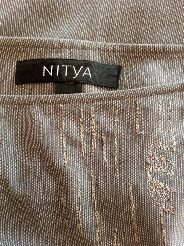 Nitya Grey Embroidered Front Skirt Size 14 - Whispers Dress Agency - Womens Skirts - 3