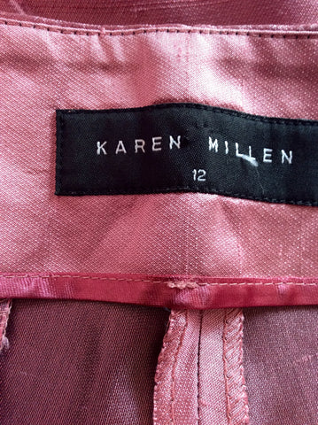 KAREN MILLEN PINK SILK BUSTIER TOP & TROUSERS SUIT SIZE 12/14 - Whispers Dress Agency - Womens Suits & Tailoring - 7