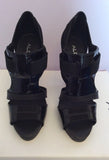 Brand New Aldo Black Suede & Patent Leather Peeptoe Heels Size 4/37 - Whispers Dress Agency - Sold - 2