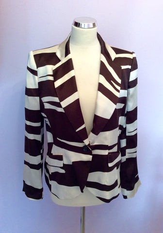 Brand New Zara Woman Brown & Ivory Silk Jacket Size XL - Whispers Dress Agency - Sold - 1