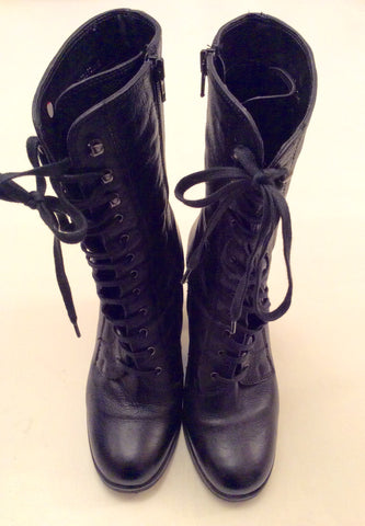 Office Black Lace Up Calf Length Boots Size 5/38 - Whispers Dress Agency - Sold - 3