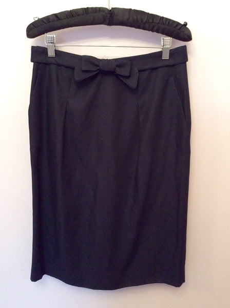 Nicole Farhi Black Wool & Linen Pencil Skirt Size 12 - Whispers Dress Agency - Womens Skirts - 1